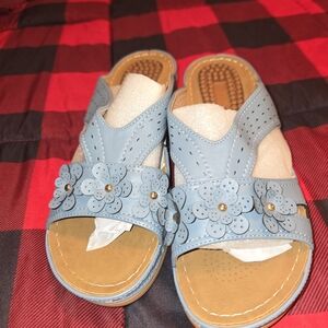 Women's Blue Floral Sandals